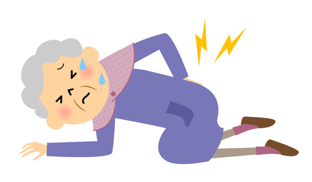 Low back pain in elderly women,のイラスト素材