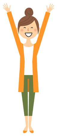 Young woman, mama, Give both hands upのイラスト素材