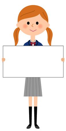 School girls with whiteboard vector illustration.のイラスト素材