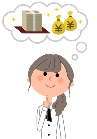 Cafe clerk, Waitress, Imagine a lot of moneyのイラスト素材