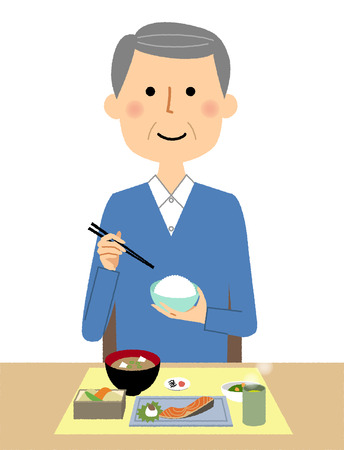Elderly man, Mealのイラスト素材