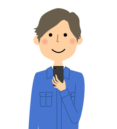 Working young man, Smart phoneのイラスト素材