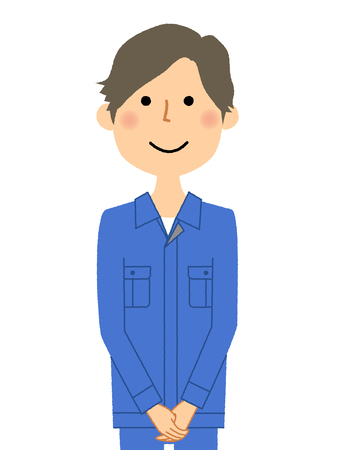 Working young man, Greetingのイラスト素材