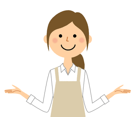Woman wearing apron, Spread out both armsのイラスト素材