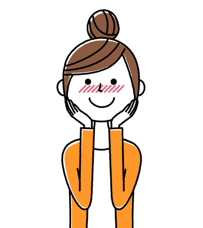 Young woman, mama, Be shyのイラスト素材