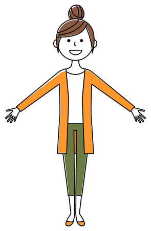 Young woman, mama, and Spread both handsのイラスト素材