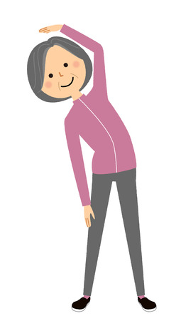 Elderly woman, Stretchingのイラスト素材