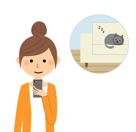 Young woman,mama,Network cameraのイラスト素材