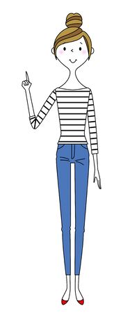Young woman, mama, Finger pointingのイラスト素材
