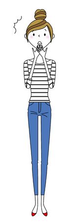 Young woman, mama, To be surprisedのイラスト素材