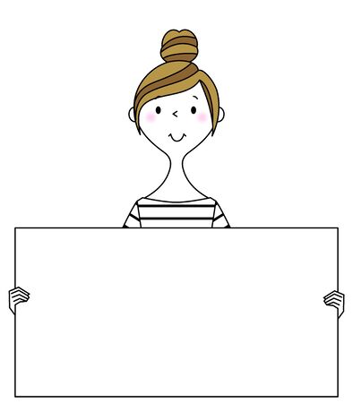 Young woman and White boardのイラスト素材