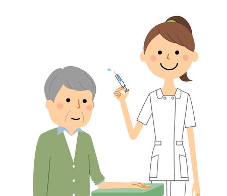 Nurses and the elderly, injectionのイラスト素材