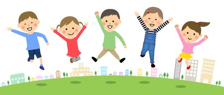 Jumping childrenのイラスト素材