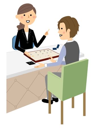 Young man choosing a ringのイラスト素材