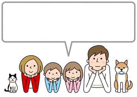 Happy Family, Speech Bubbleのイラスト素材