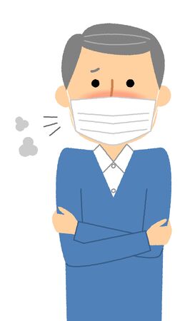 Elderly Man, Poor Health Influenza,のイラスト素材