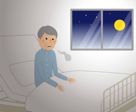 Elderly man in hospitalのイラスト素材