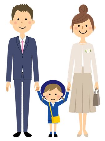 Family, Entrance ceremony, Preschoolのイラスト素材