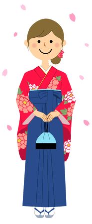 Graduation,Japanese skirt for formal wear (Hakama)のイラスト素材