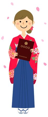 Graduation,Japanese skirt for formal wear (Hakama)のイラスト素材