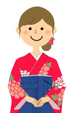 Graduation,Japanese skirt for formal wear (Hakama)のイラスト素材