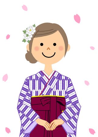 Graduation,Japanese skirt for formal wear (Hakama)のイラスト素材