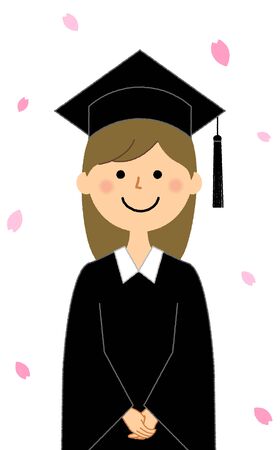 Graduation Ceremony, Academic Dressのイラスト素材