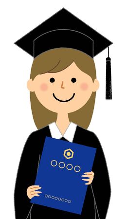 Graduation Ceremony, Academic Dressのイラスト素材