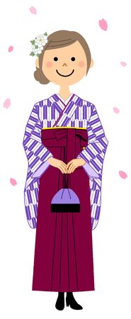 Graduation,Japanese skirt for formal wear (Hakama)のイラスト素材