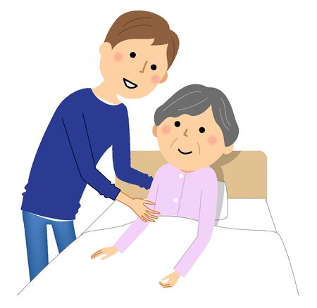 Elderly people going to bedのイラスト素材