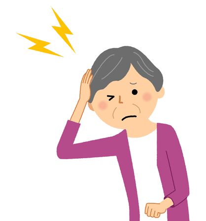 Elderly woman, Headacheのイラスト素材