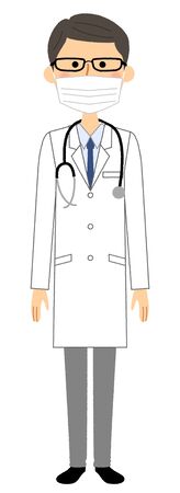 The male of the white coat, Stethoscopeのイラスト素材