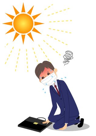 Businessman with heat strokeのイラスト素材