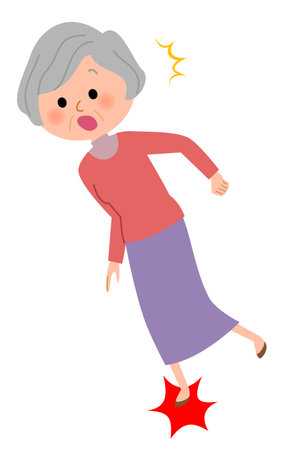 It is an illustration of an elderly woman stumble.のイラスト素材