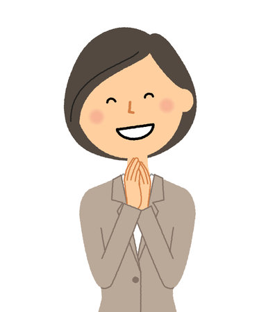 It is an illustration of a woman in a suit that rejoices.のイラスト素材