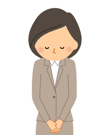 It is an illustration of a woman in a suit to bow.のイラスト素材