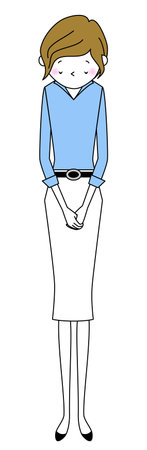 It is an illustration of a business woman bowing.のイラスト素材