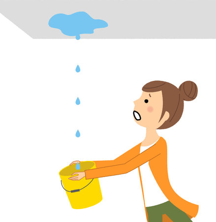 It is an illustration of a room leaking from the ceiling.のイラスト素材