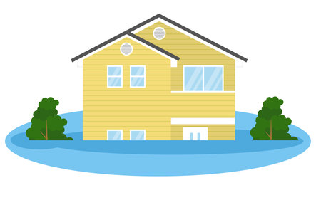 This is an illustration of a flooded house.のイラスト素材