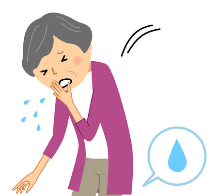 It is an illustration of an elderly woman who has incontinence.のイラスト素材