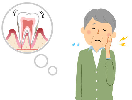 It is an illustration of an elderly person with periodontal disease.のイラスト素材