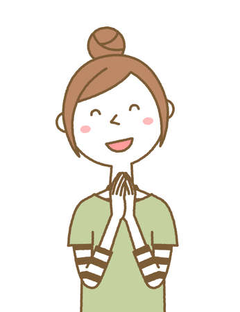It is an illustration of a happy young woman.のイラスト素材