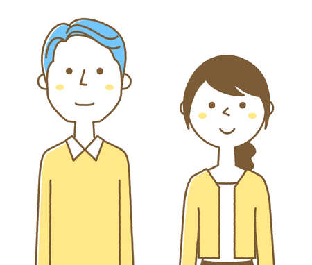 Illustration of a young couple.のイラスト素材