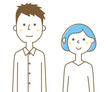 Illustration of a young couple.のイラスト素材