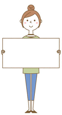 Illustration of a young woman with a whiteboard.のイラスト素材