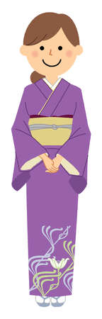 It is an illustration of a landlady in a kimono.のイラスト素材