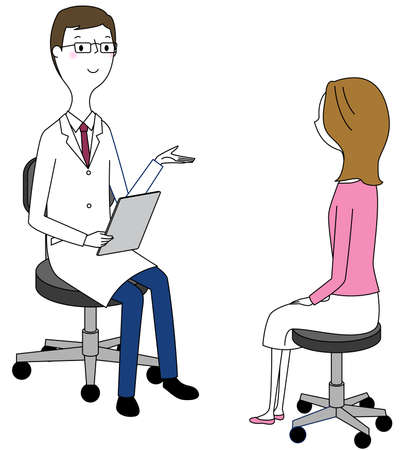It is an illustration of a doctor and a patient during an interview.のイラスト素材