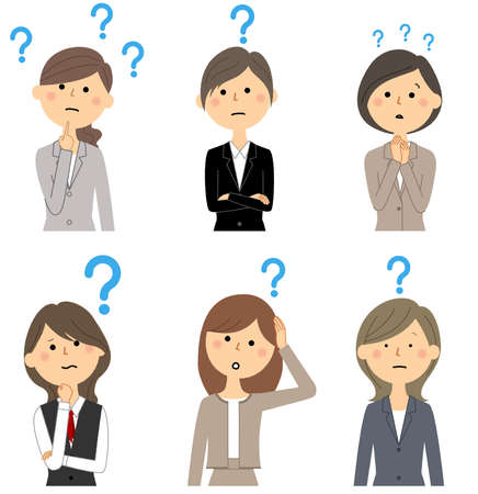 It is an illustration of business women who are wondering.のイラスト素材