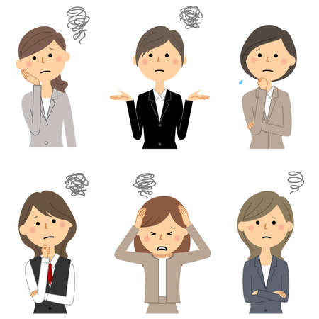 It is an illustration of troubled business women.のイラスト素材