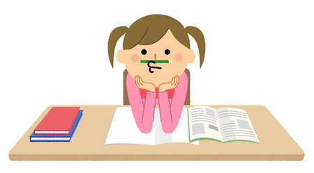 It is an illustration of a girl who is not motivated.のイラスト素材